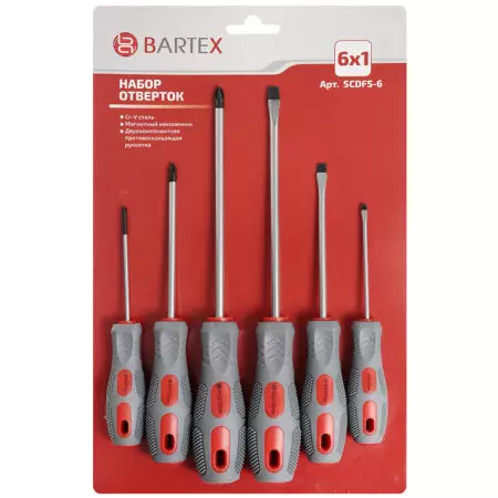 Личное: Набор отверок BARTEX.6 шт антискользящая,2-компонентная