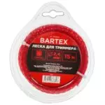 Леска для триммера 2,4 мм, 15 м, квадрат, Bartex,скрученная,двухцветная