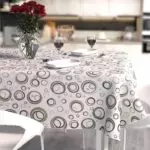 Клеенка Print на тканевой основе Dekorelle Adele 225,разм 1,4*20м серебрянно-серые круги