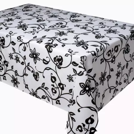Клеенка Print на тканевой основе Dekorelle Adele 240,разм 1,4*20м черные кружева на белом