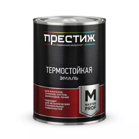 Эмаль термостойкая до 700*С черная 0,8кг ПРЕСТИЖ