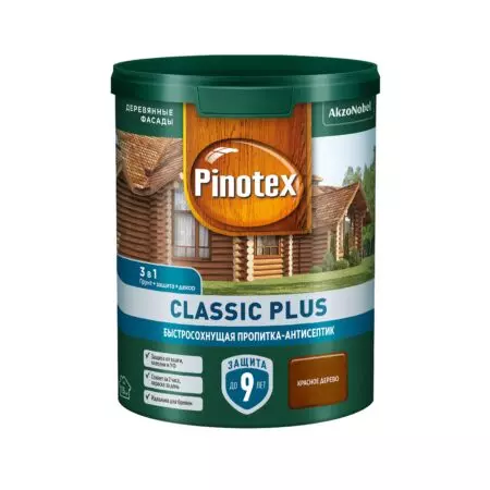 Пропитка Pinotex,Classic Plus,для дерева,палисанр, 0,9л