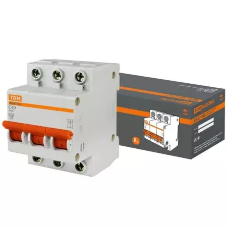 Автомат. выкл TDM Electric,ВА47-63, 3 полюса, 40А 4,5кА 247116