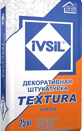 Штукатурка декор. IVSIL TEXTURA Короед 25кг 2,5мм СЕРЫЙ