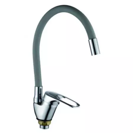 R3193FE-5 Rainsberg Смеситель д/кухни одноручковый на гайке,с гиб.изл. d40.(Zn),ХРОМ/СЕРЫЙ