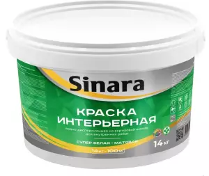 Sinara Краска в/д интерьерная акриловая матовая супербел 3кг